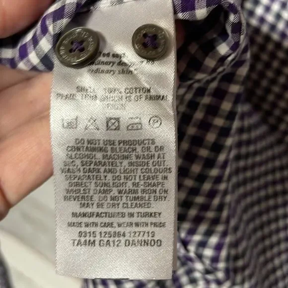 TED BAKER DANNOO Twill Shirt Purple Large Long Sleeve Plaid - Picture 7 of 8